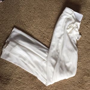 Long white chiffon pants